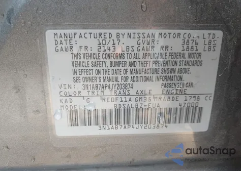 2018 Nissan Sentra S from USA, damaged, VIN 3N1AB7AP4JY203874
